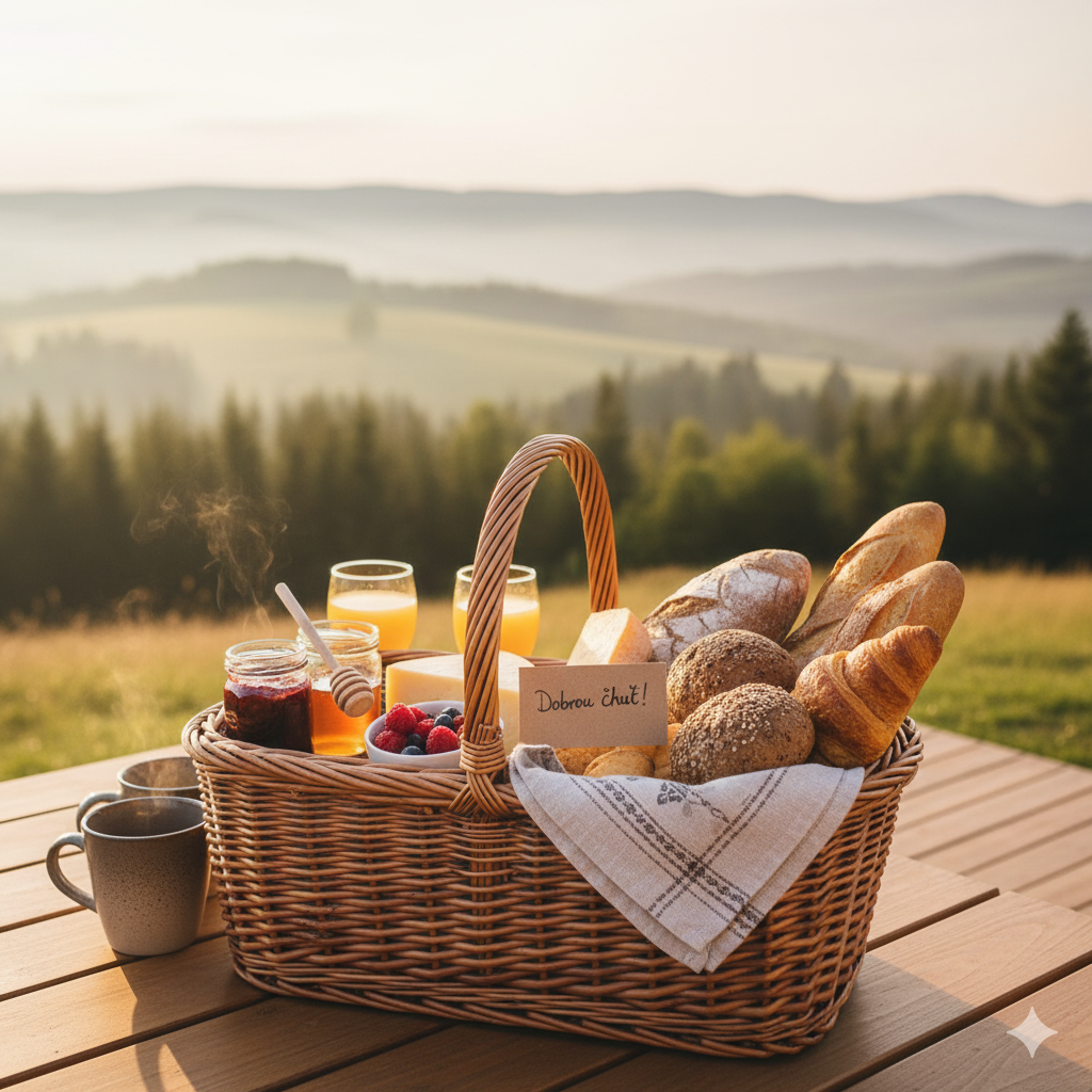 Breakfast basket with local delicacies